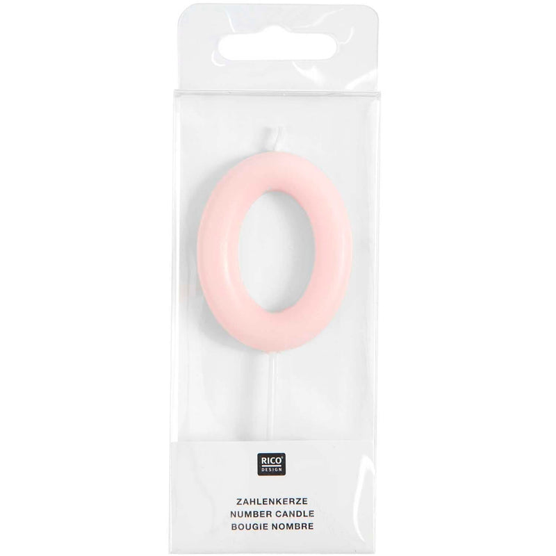 ZAHLENKERZE 0 ROSA 10,5CM | Boutique Ballooons