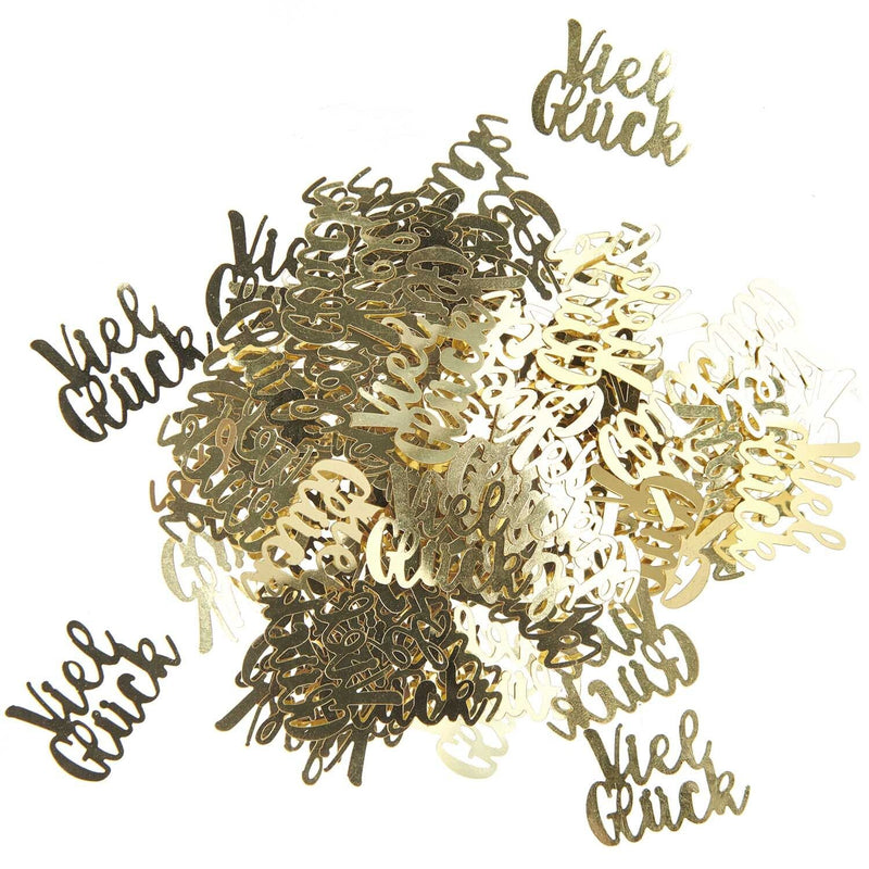 Flitterstreu "Viel Glück", gold, 100 Stck., 25x19 mm