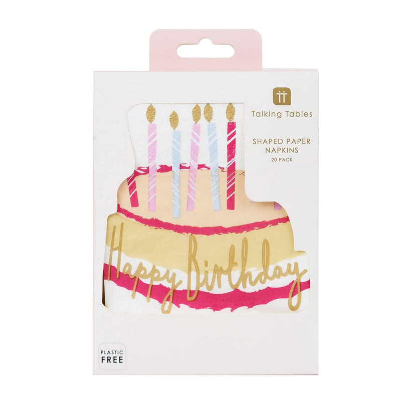 Talking Tables - Tortenförmige Happy Birthday Servietten — 12 Stück | Boutique Ballooons
