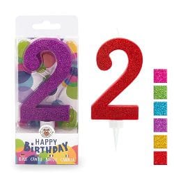 BIRTHDAY FUN ZAHLENKERZE 2 GLITTER MAXI | Boutique Ballooons