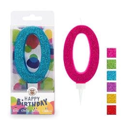 BIRTHDAY FUN ZAHLENKERZE 0 GLITTER MAXI | Boutique Ballooons