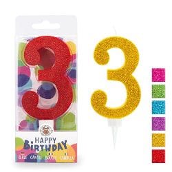 BIRTHDAY FUN ZAHLENKERZE 3 GLITTER MAXI | Boutique Ballooons