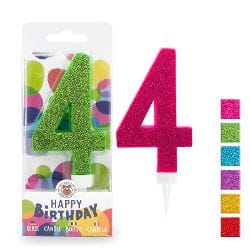 BIRTHDAY FUN ZAHLENKERZE 4 GLITTER MAXI | Boutique Ballooons