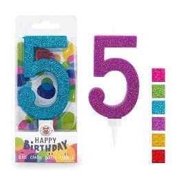 BIRTHDAY FUN ZAHLENKERZE 5 GLITTER MAXI | Boutique Ballooons