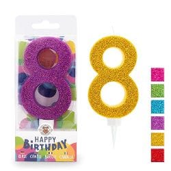 BIRTHDAY FUN ZAHLENKERZE 8 GLITTER MAXI | Boutique Ballooons