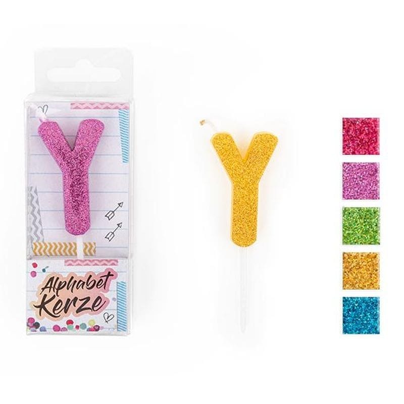 FESTIVAL FEELINGS ALPHABET KERZEN GLITZER Y