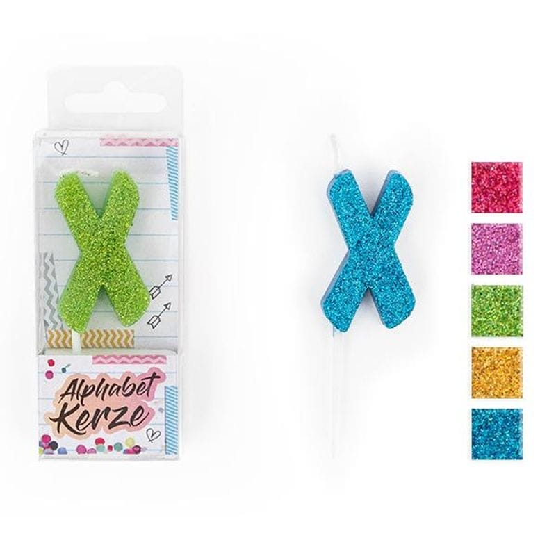FESTIVAL FEELINGS ALPHABET KERZEN GLITZER X