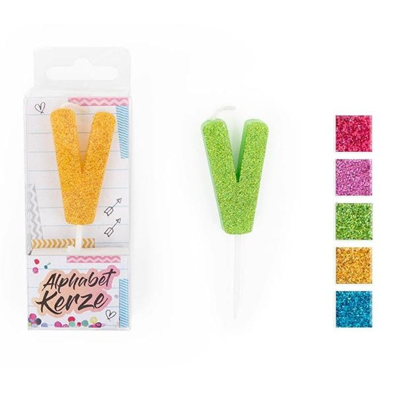 FESTIVAL FEELINGS ALPHABET KERZEN GLITZER V