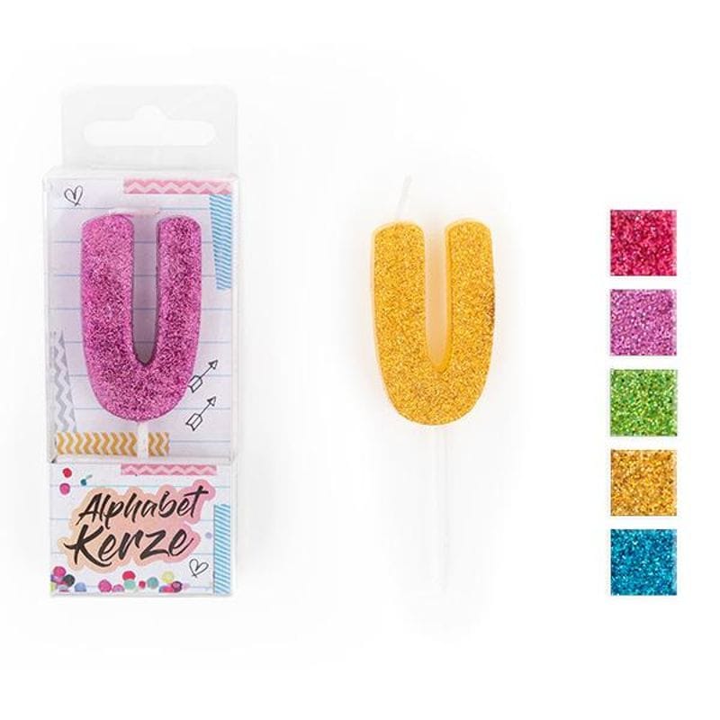 FESTIVAL FEELINGS ALPHABET KERZEN GLITZER U