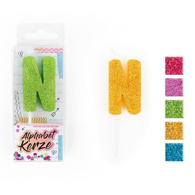 FESTIVAL FEELINGS ALPHABET KERZEN GLITZER N | Boutique Ballooons