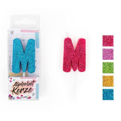 FESTIVAL FEELINGS ALPHABET KERZEN GLITZER M | Boutique Ballooons