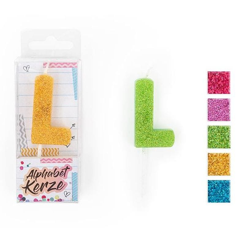 FESTIVAL FEELINGS ALPHABET KERZEN GLITZER L