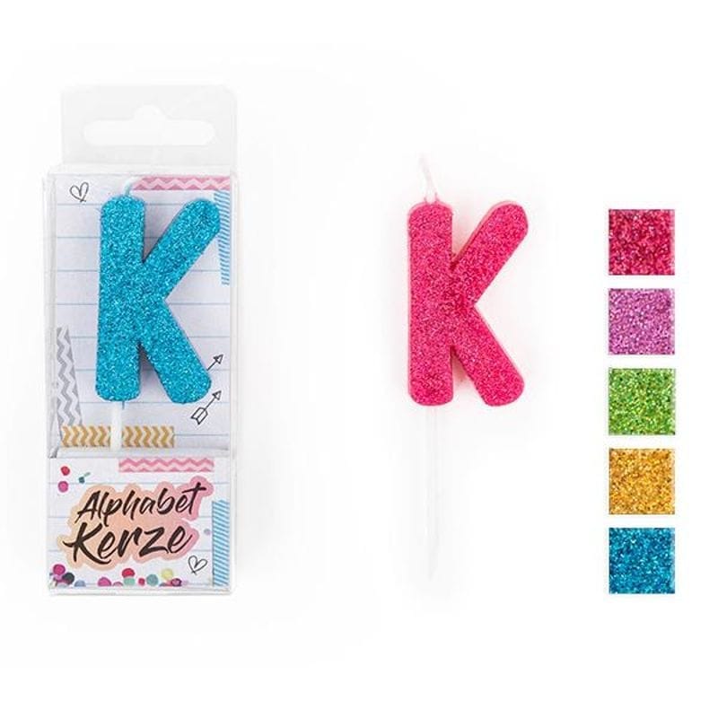 FESTIVAL FEELINGS ALPHABET KERZEN GLITZER K