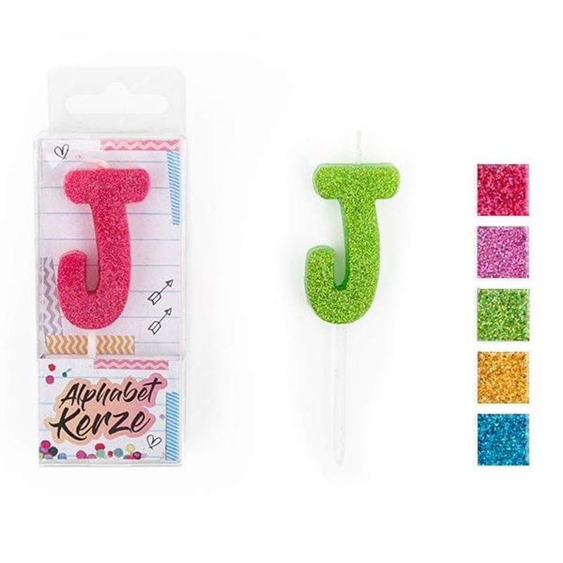 FESTIVAL FEELINGS ALPHABET KERZEN GLITZER J