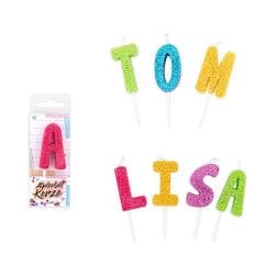 FESTIVAL FEELINGS ALPHABET KERZEN GLITZER D | Boutique Ballooons