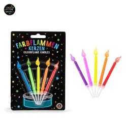 BIRTHDAY FUN FARBFLAMMEN-KERZEN 5ER-SET, 2-FACH SORTIERT | Boutique Ballooons