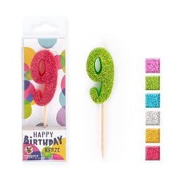 BIRTHDAY FUN ZAHLENKERZEN GLITTER MINI 9 | Boutique Ballooons