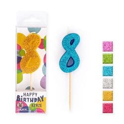 BIRTHDAY FUN ZAHLENKERZEN GLITTER MINI 8 | Boutique Ballooons