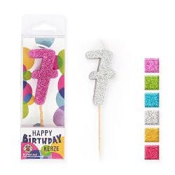 BIRTHDAY FUN ZAHLENKERZEN GLITTER MINI 7 | Boutique Ballooons