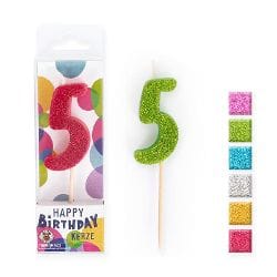 BIRTHDAY FUN ZAHLENKERZEN GLITTER MINI 5 | Boutique Ballooons