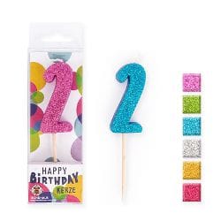 BIRTHDAY FUN ZAHLENKERZEN GLITTER MINI 2 | Boutique Ballooons