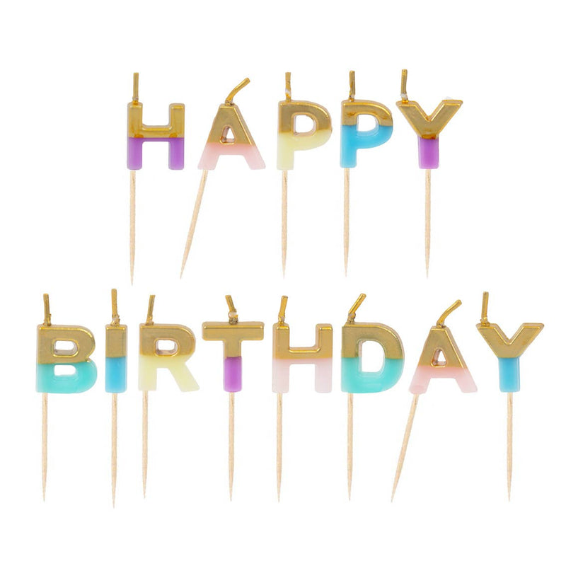 Talking Tables - Pastellfarbene „Happy Birthday“ -Buchstabenkerzen | Boutique Ballooons