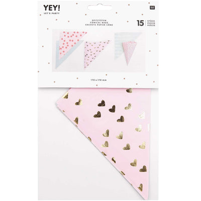 YEY! Let's Party Spitztüten Design Mix 170x170mm 15 Stück | Boutique Ballooons