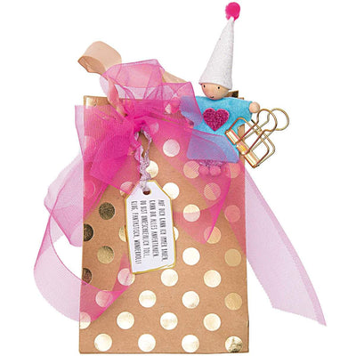 Paper Poetry Geschenktüte natur Punkte gold 18x26x12cm
