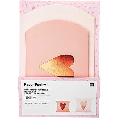 Paper Poetry Geschenkschachteln It must be love Herzen rosa-rot 6 Stück | Boutique Ballooons
