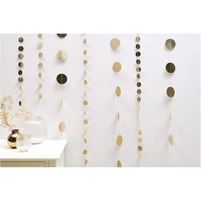 YEY! Let's Party Genähte Girlande Kreise 8cm Glitter-gold 1,7m