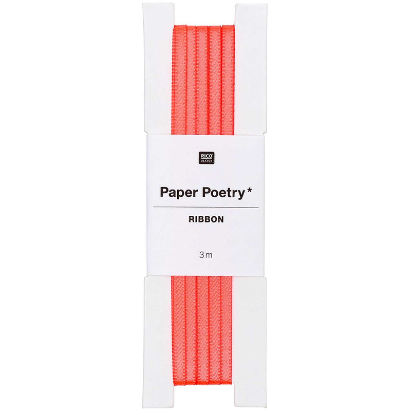 Satinband, Neon Orange 3mm / 3m | Boutique Ballooons