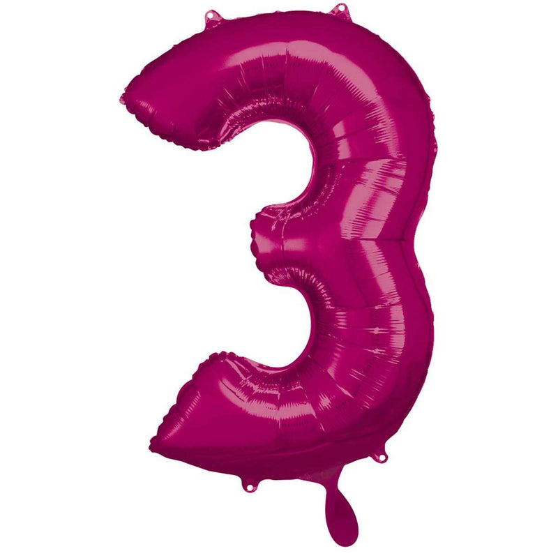 Zahlenballon 3 XXL  - Pink