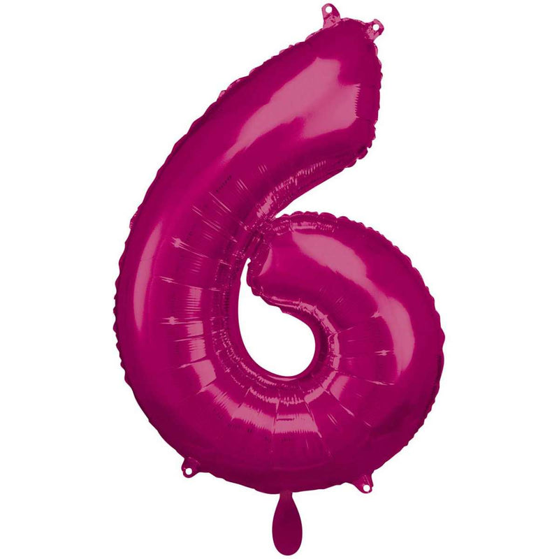 Zahlenballon 6 XXL  - Pink