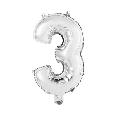 Zahlenballon 3 XS - Silber | Boutique Ballooons