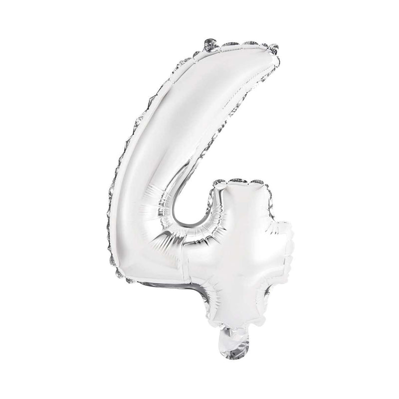 Zahlenballon 4 XS - Silber