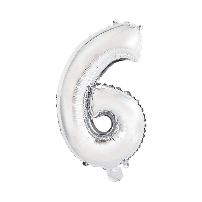 Zahlenballon 6 XS - Silber