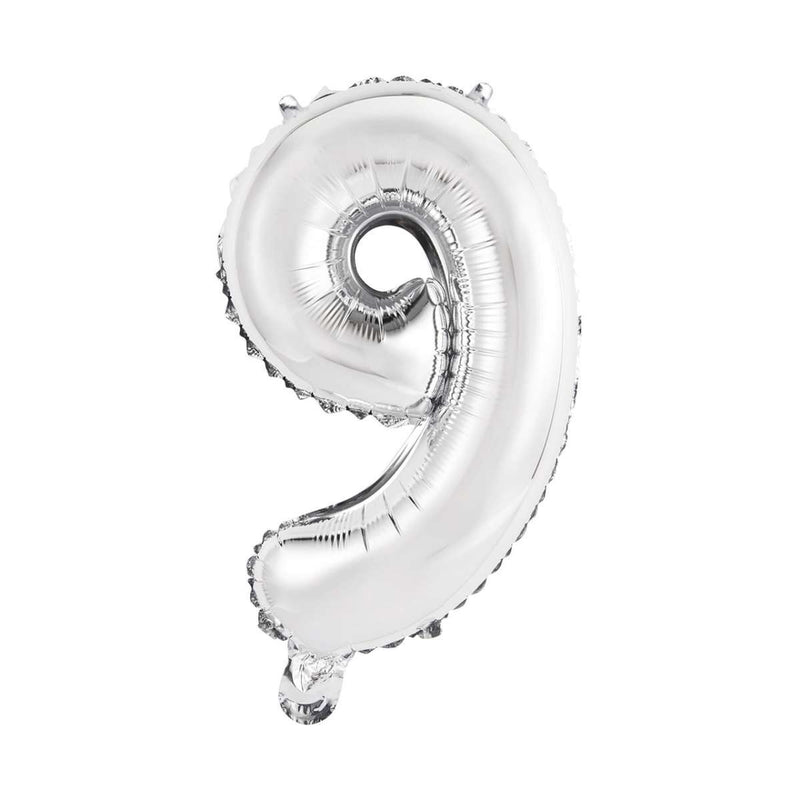 Zahlenballon 9 XS - Silber