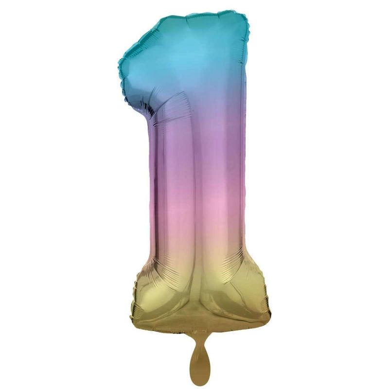 Zahlenballon 1 XXL  - Regenbogen Pastel | Boutique Ballooons