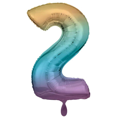 Zahlenballon 2 XXL  - Regenbogen Pastel | Boutique Ballooons