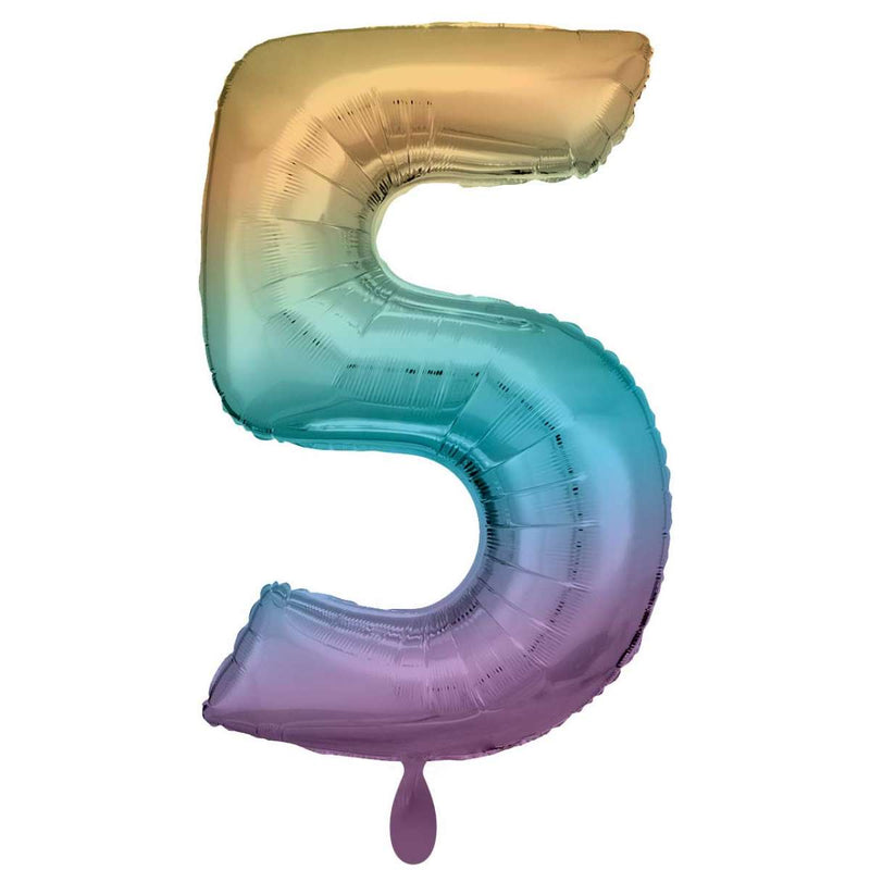 Zahlenballon 5 XXL  - Regenbogen Pastel | Boutique Ballooons