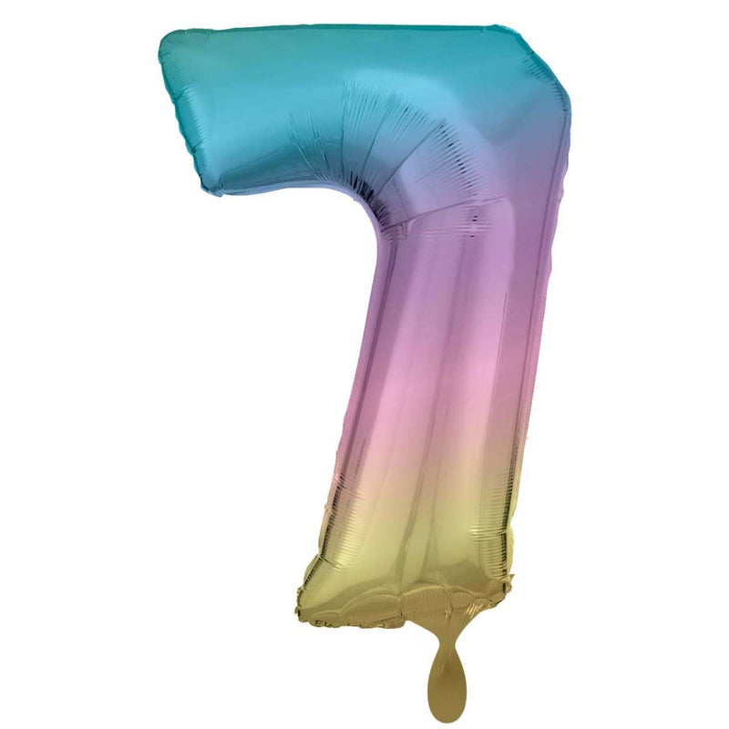 Zahlenballon 7 XXL  - Regenbogen Pastel | Boutique Ballooons