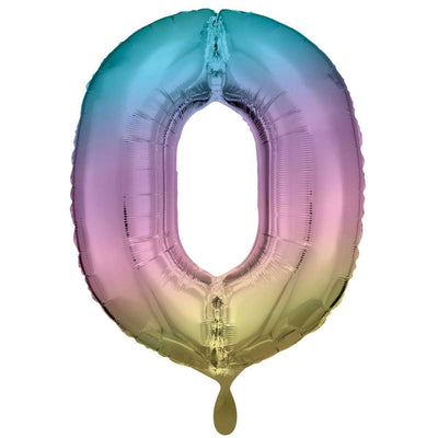Zahlenballon 0 XXL  - Regenbogen Pastel | Boutique Ballooons