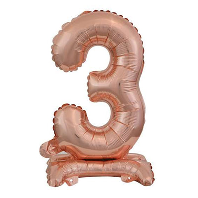 Ballon XS mit Standfuß - Zahl 3 - Rosegold | Boutique Ballooons