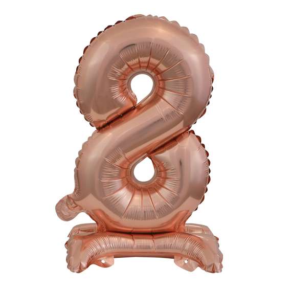 Ballon XS mit Standfuß - Zahl 8 - Rosegold