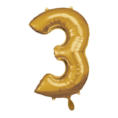 Zahlenballon 3 XL - Gold | Boutique Ballooons