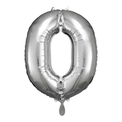 Zahlenballon 0 XL - Silber | Boutique Ballooons