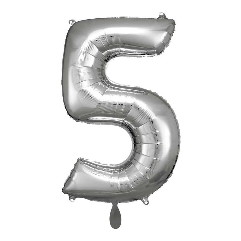 Zahlenballon 5 XL - Silber | Boutique Ballooons