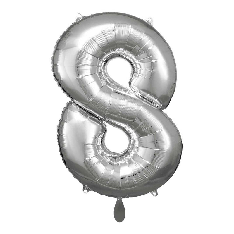 Zahlenballon 8 XL - Silber