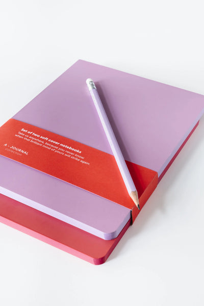 A-Journal Set of 2 Softcover Notebooks – Coral + Lilac