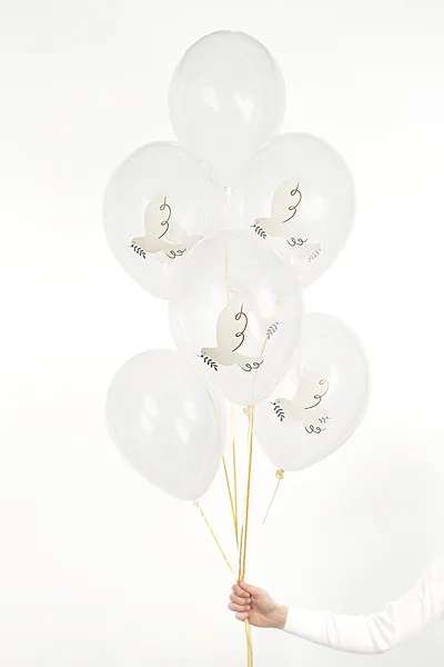 6 Motivballons - Ø 30cm - Taube - Crystal Clear